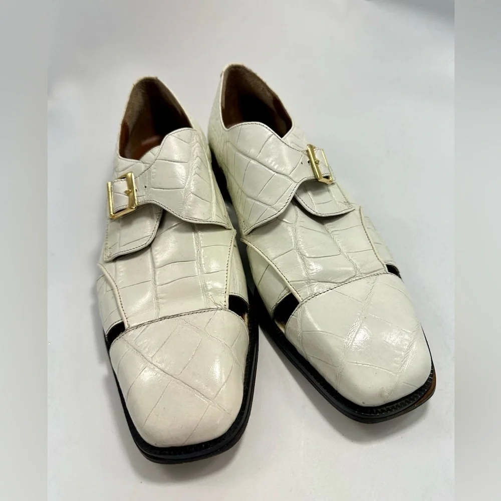 Marco Vicci white croc embossed city sandal loafers size 10.5